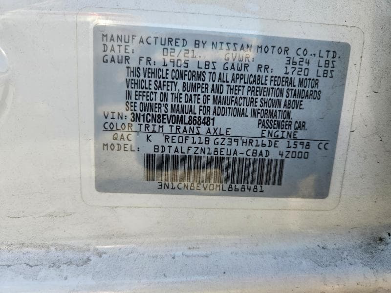 2021 NISSAN VERSA SV 13