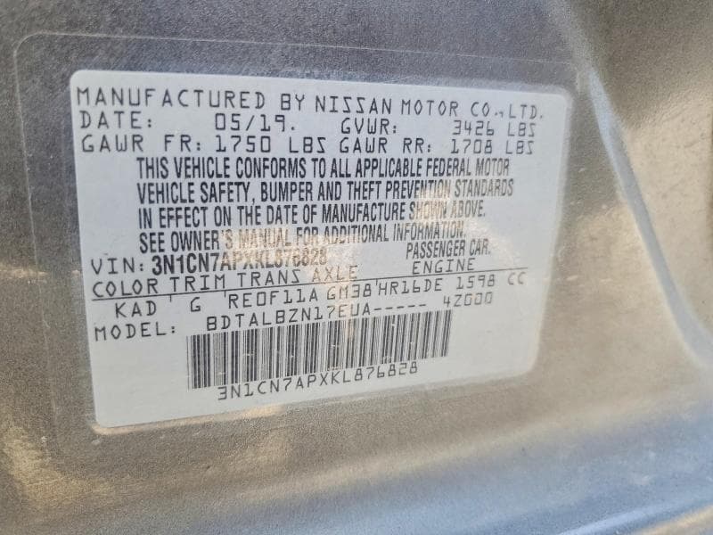 2019 NISSAN VERSA SV 13