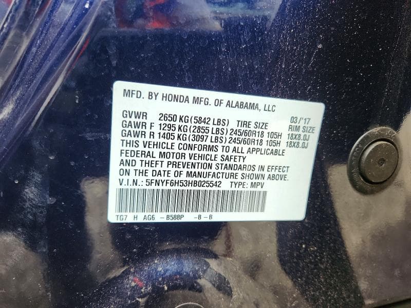 2017 HONDA PILOT EXL 13