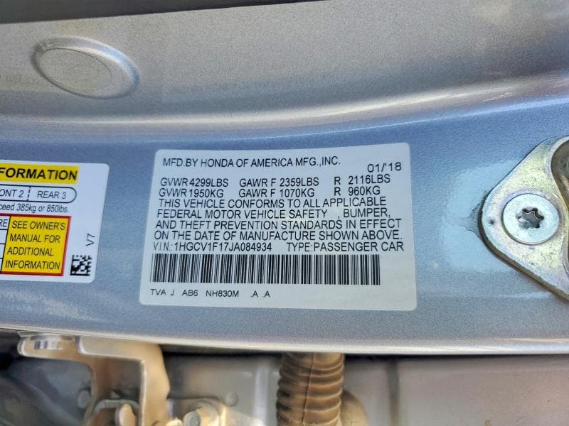 2018 HONDA ACCORD LX 12