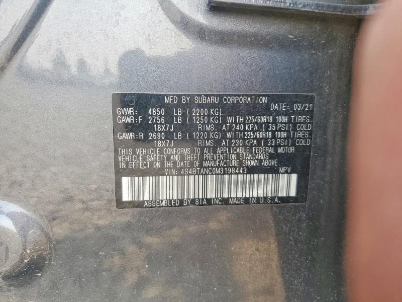 2021 SUBARU OUTBACK LIMITED 12