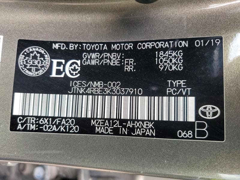 2019 TOYOTA COROLLA SE 12