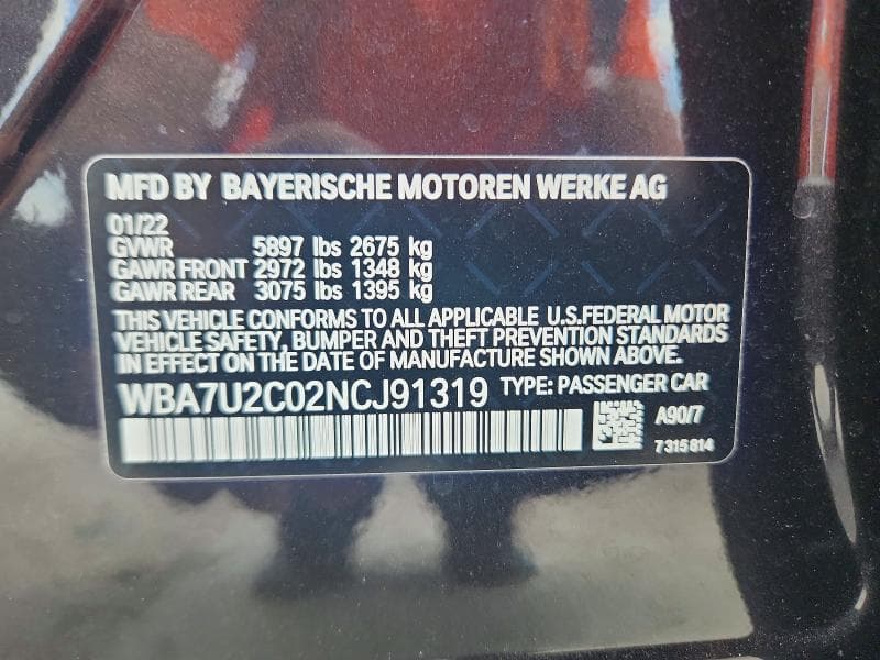 2022 BMW 750 XI 13