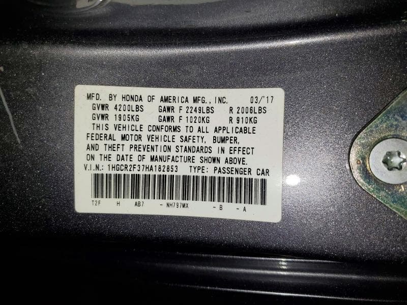 2017 HONDA ACCORD LX 12