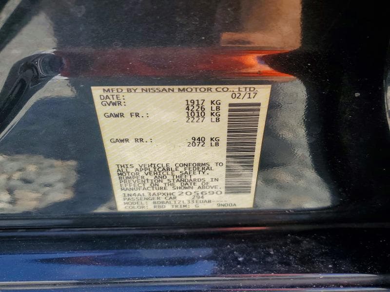 2017 NISSAN ALTIMA 2.5 SV 12