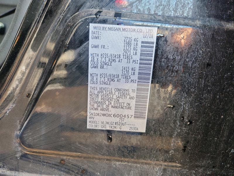 2019 NISSAN PATHFINDER SL 12