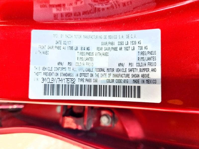 2017 TOYOTA YARIS IA BASE 12