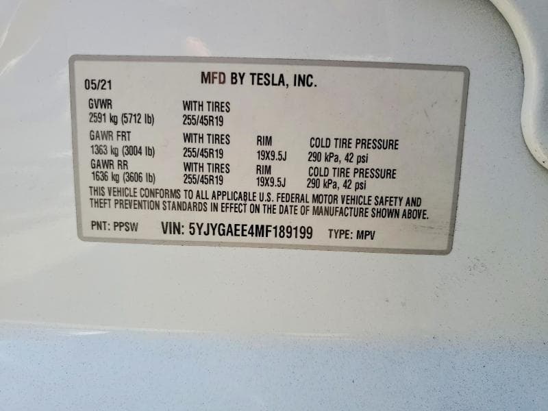 2021 TESLA MODEL Y 14