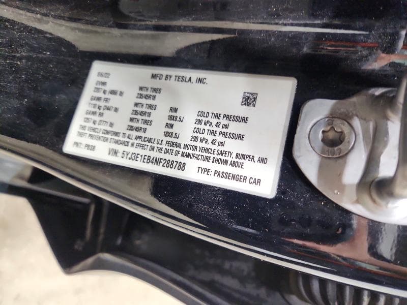 2022 TESLA MODEL 3 12