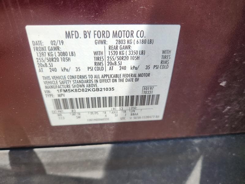 2019 FORD EXPLORER XLT 14