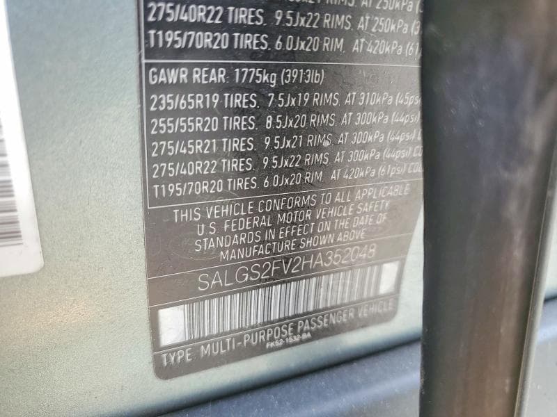 2017 LAND ROVER RANGE ROVER HSE 12