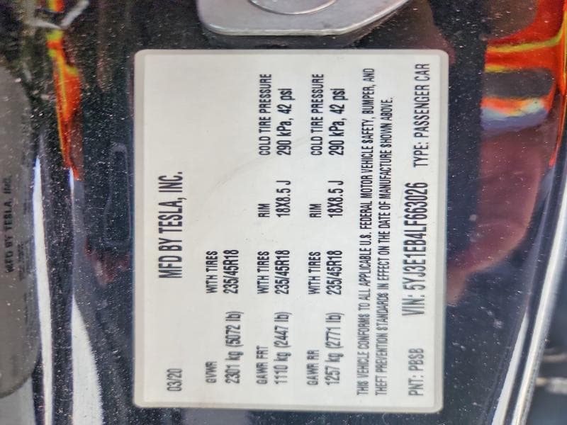 2020 TESLA MODEL 3 12