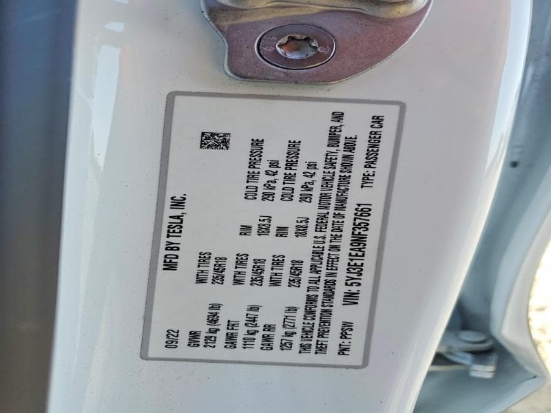 2022 TESLA MODEL 3 12