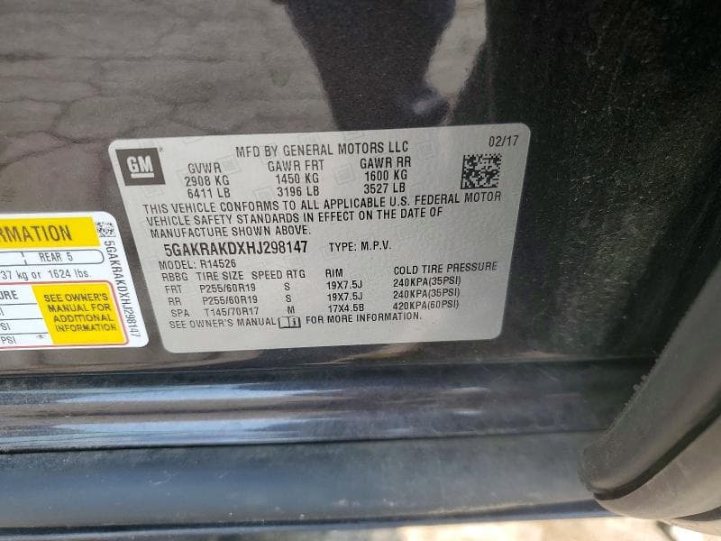 2017 BUICK ENCLAVE 12