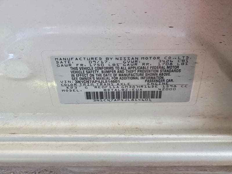 2018 NISSAN VERSA SV 12