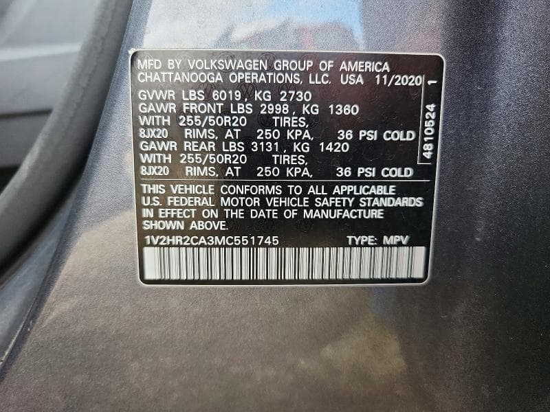 2021 VOLKSWAGEN ATLAS SE 13