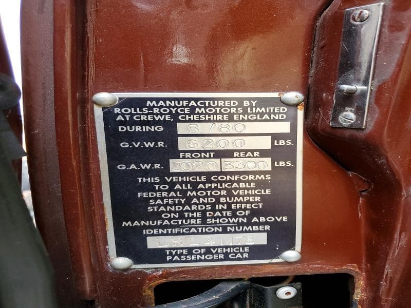 1980 ROLLS-ROYCE SILVRW 12