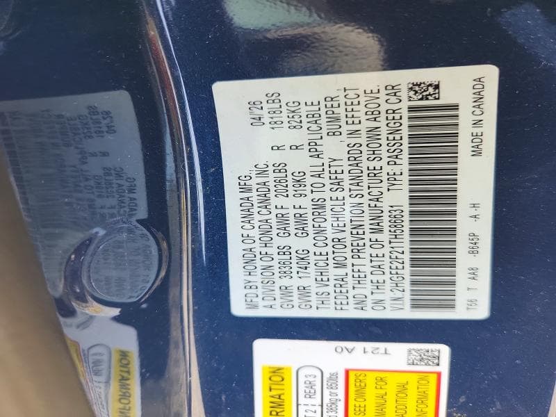 2026 HONDA CIVIC LX 12