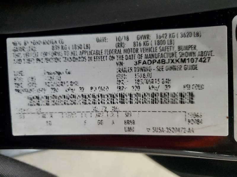 2019 FORD FIESTA SE 12