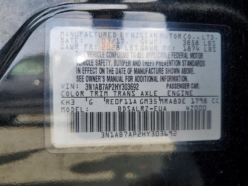 2017 NISSAN SENTRA SR 12