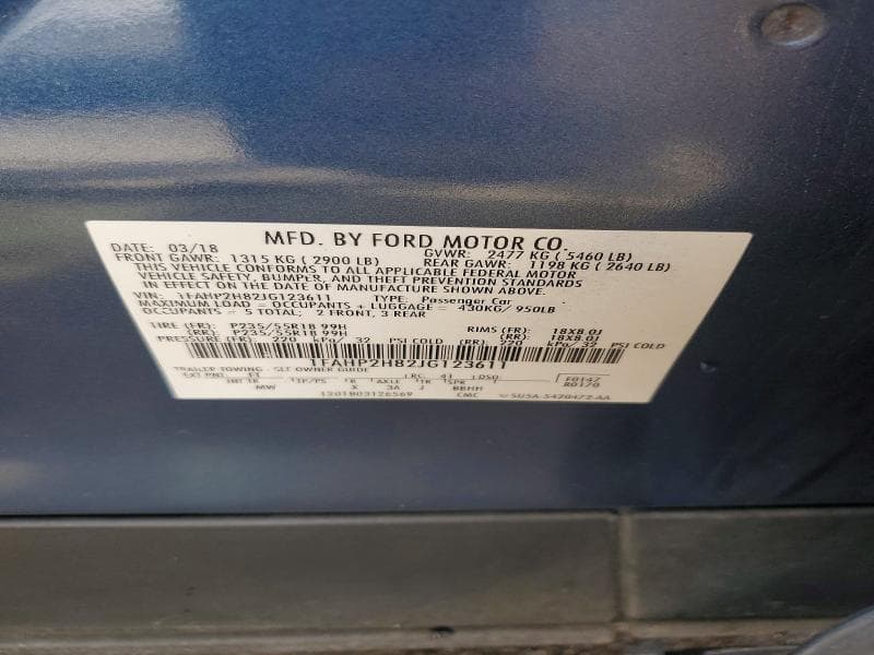 2018 FORD TAURUS SEL 12