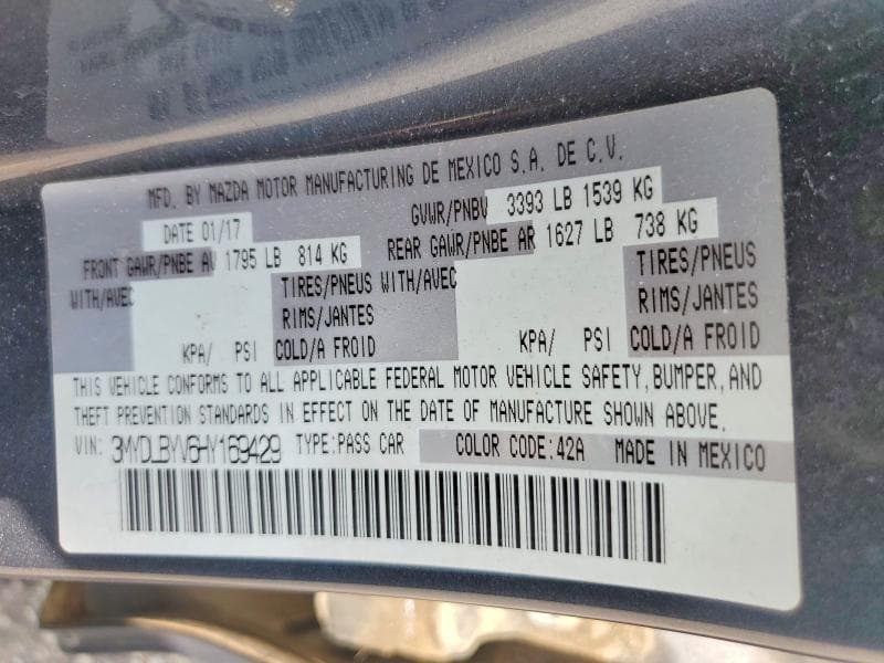 2017 TOYOTA YARIS IA BASE 12