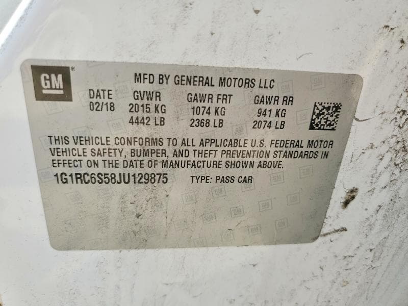 2018 CHEVROLET VOLT LT 12