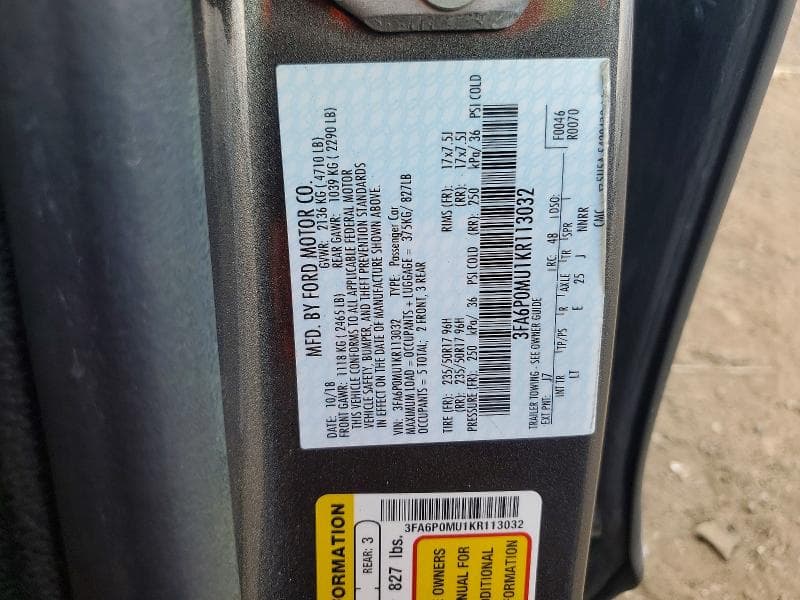 2019 FORD FUSION SEL 12