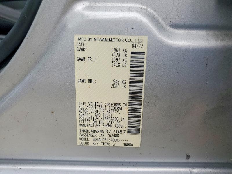 2022 NISSAN ALTIMA S 12
