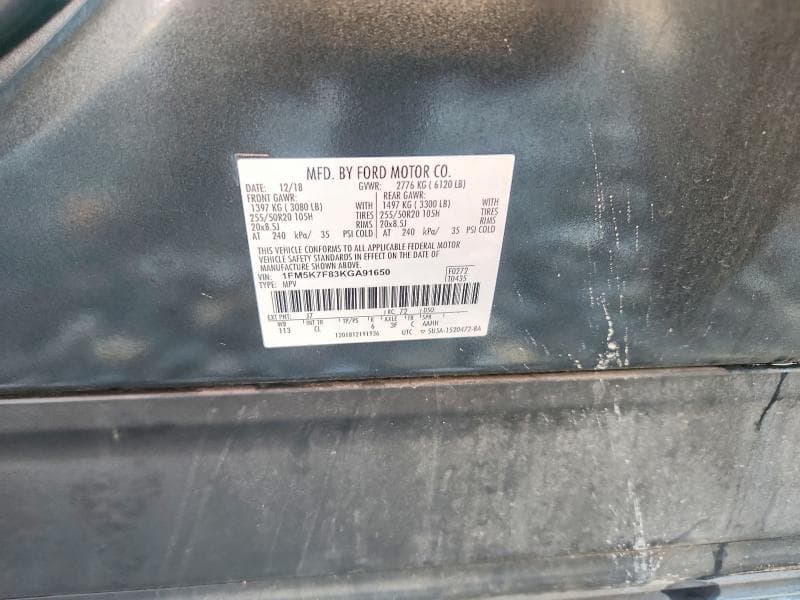 2019 FORD EXPLORER LIMITED 13