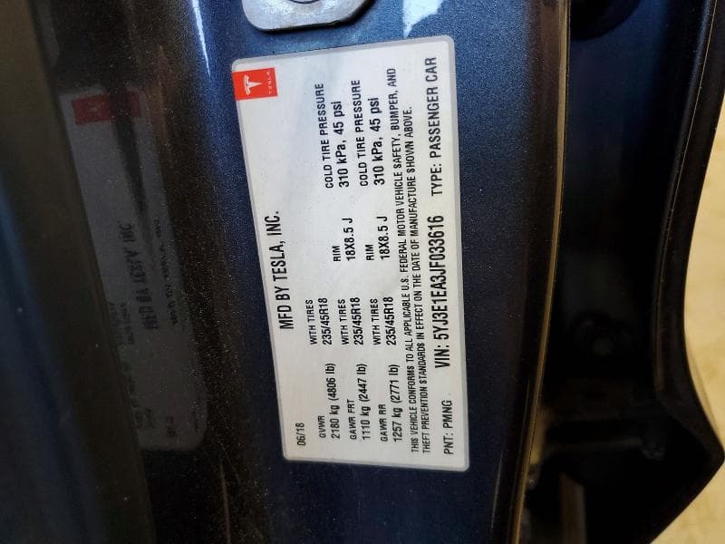 2018 TESLA MODEL 3 12