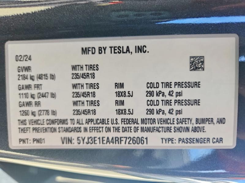 2024 TESLA MODEL 3 13