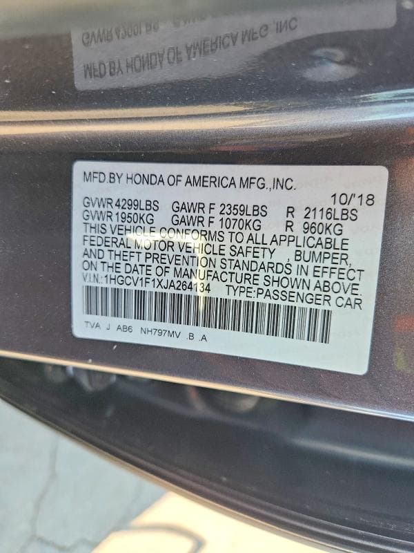 2018 HONDA ACCORD LX 12