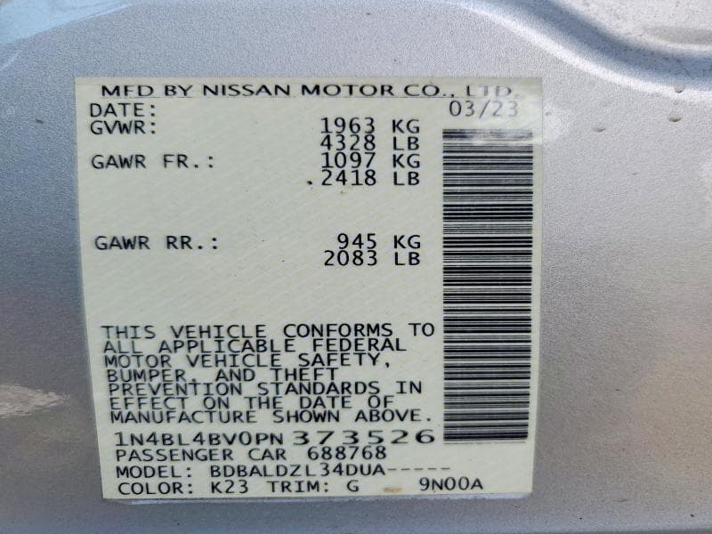 2023 NISSAN ALTIMA S 13