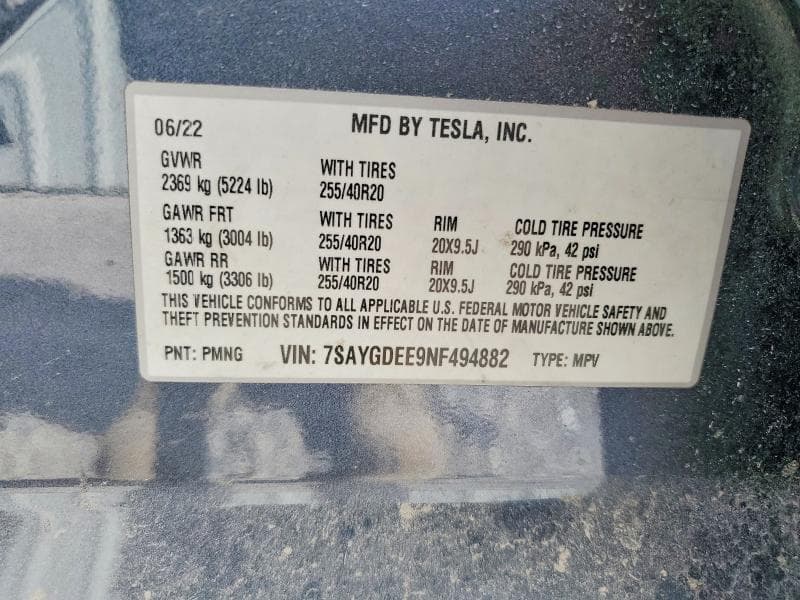 2022 TESLA MODEL Y 14
