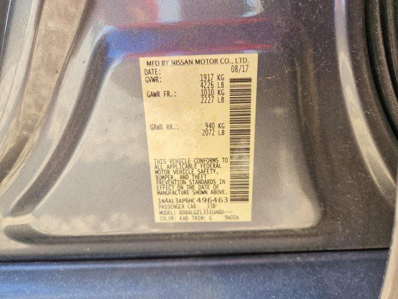 2017 NISSAN ALTIMA 2.5 S 12