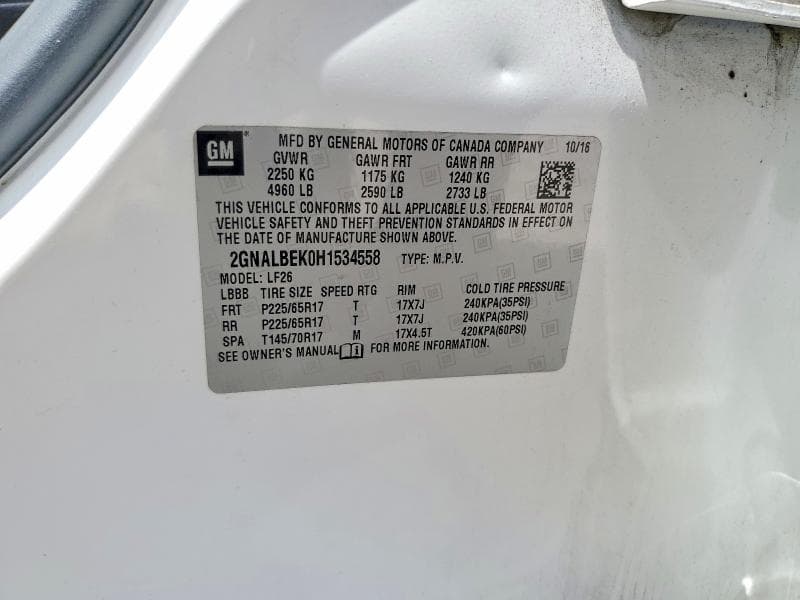 2017 CHEVROLET EQUINOX LS 12