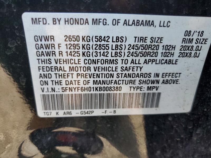 2019 HONDA PILOT ELITE 13