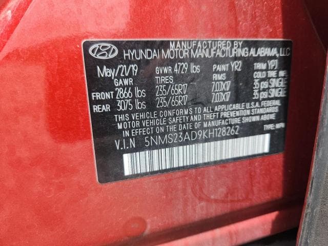 2019 HYUNDAI SANTA FE SE 13