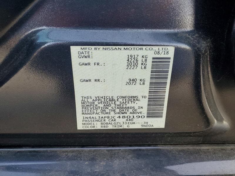 2018 NISSAN ALTIMA 2.5 S 12
