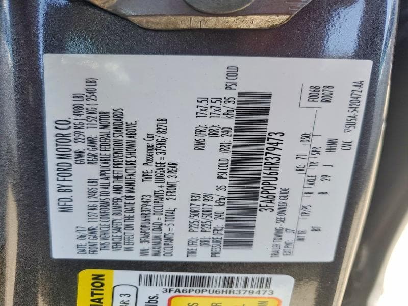 2017 FORD FUSION SE PHEV 13