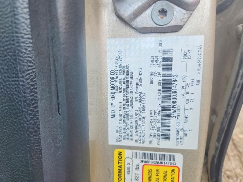2018 FORD FUSION TITANIUM/PLATINUM HEV 12