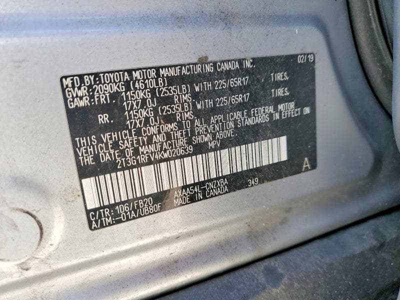 2019 TOYOTA RAV4 LE 13