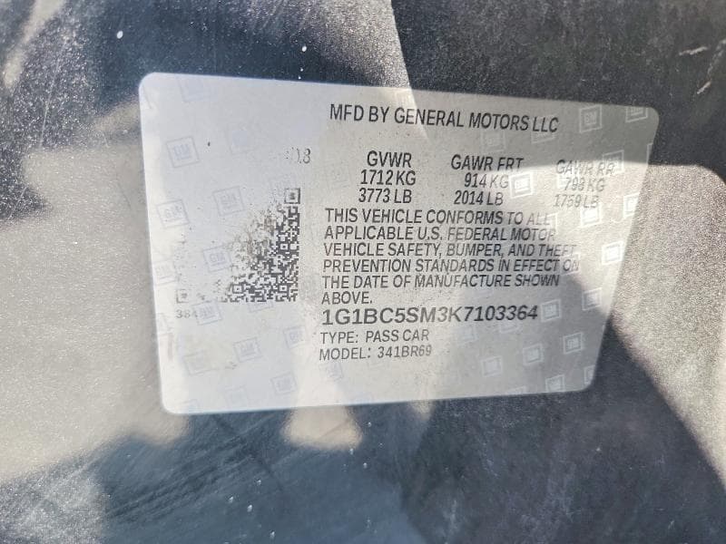 2019 CHEVROLET CRUZE LS 12