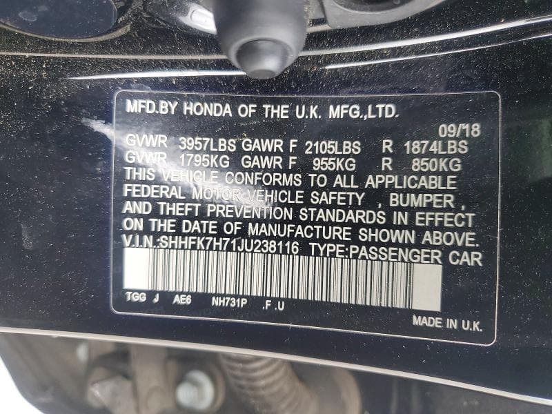 2018 HONDA CIVIC EXL 12