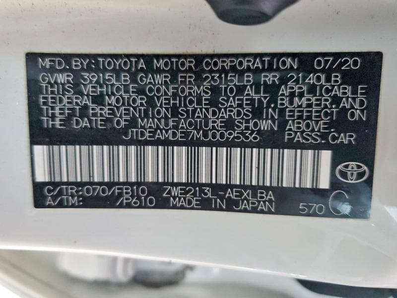 2021 TOYOTA COROLLA LE 13
