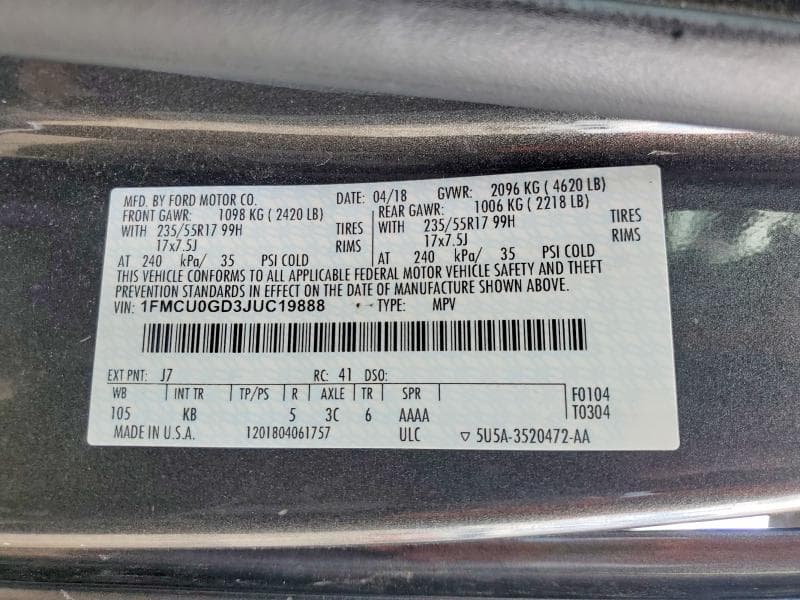2018 FORD ESCAPE SE 13
