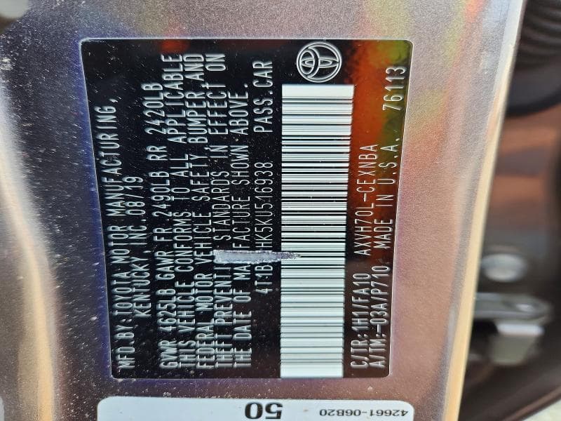 2019 TOYOTA CAMRY LE 12