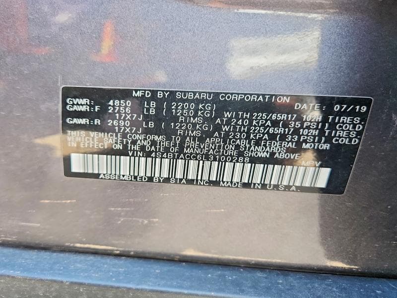 2020 SUBARU OUTBACK PREMIUM 13