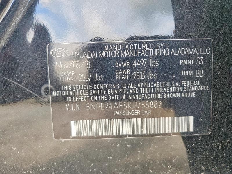 2019 HYUNDAI SONATA SE 12